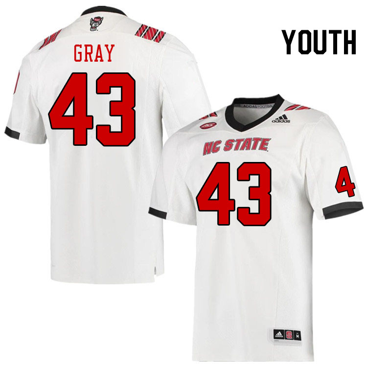 Youth #43 Dylan Gray North Carolina State Wolfpacks College Football Jerseys Stitched-White